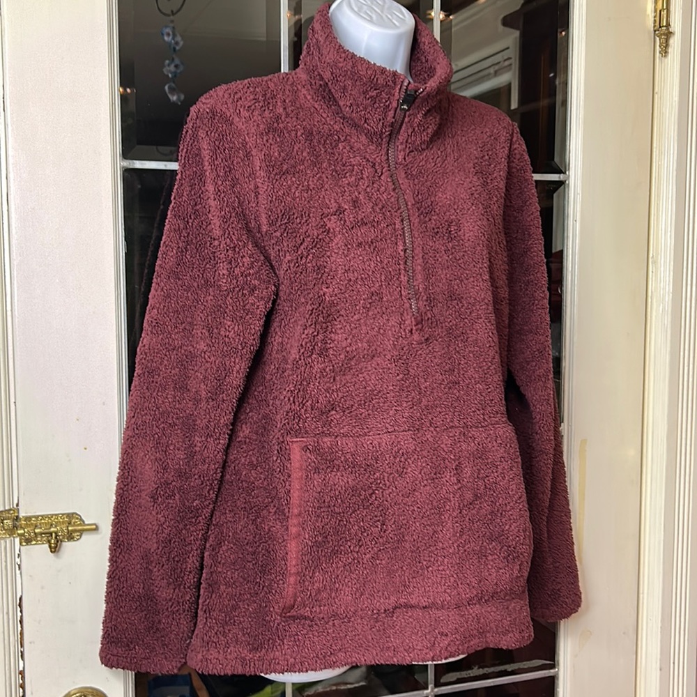 LL Bean Women’s Sherpa Fleece Pullover Quarter Zip M